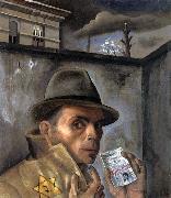 Felix Nussbaum Self-Portrait wiht jewish Identity Card oil painting
